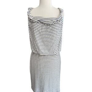 Small Made In San Francisco Blue Cream Striped Sleeveless Dress